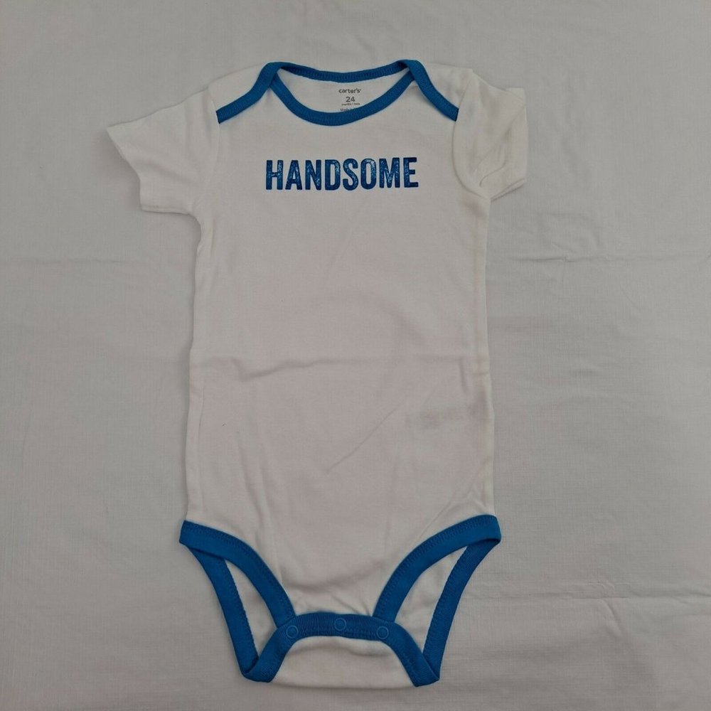 Handsome white blue Carter's Creeper Snap Shirt Bodysuit 24 Month